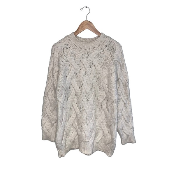Cocogio Sweater Size Medium‎ Oversized Fit Off-white Textured Knit Wool Vintage - Picture 1 of 6